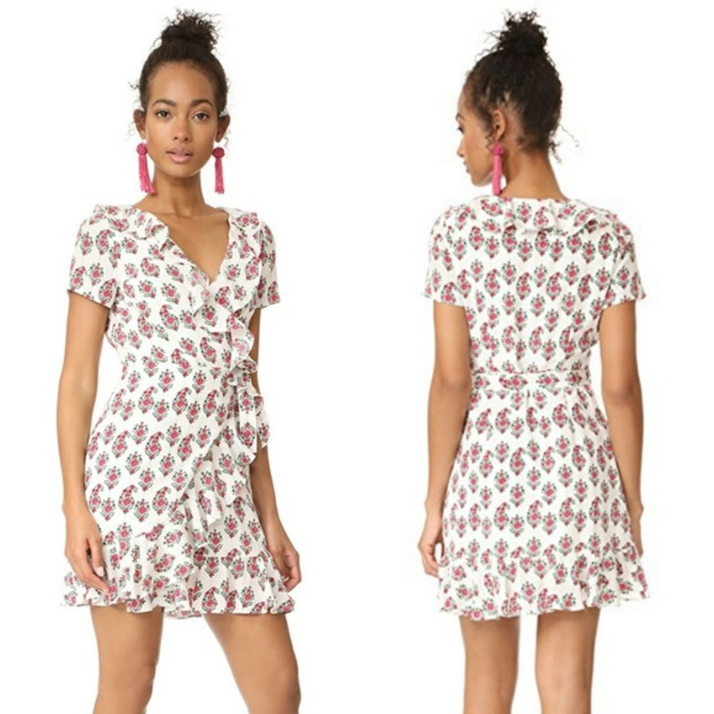 NWT Club Monaco Red Floral Wrap Minidress (size 0)